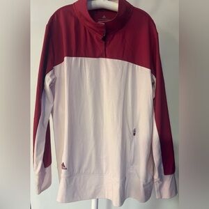 Adidas Women’s Maroon and White 3/4 Zip Longsleeve Shirt